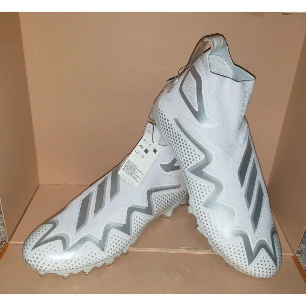 Adidas Freak Ultra 22 Primeknit Men’s Sizes White Silver Football Cleats GX5131 - Picture 4 of 11